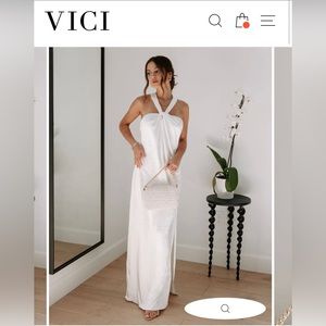 VICI Collection PURE LOVE SATIN SLIT MAXI DRESS